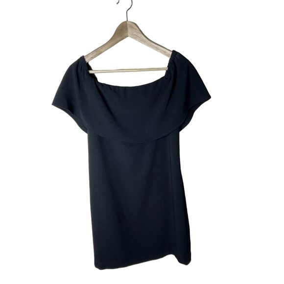 Charles Henry Off Shoulder Ruffle Crepe Dress Sz XS Mini Little Black Dress - Picture 2 of 11